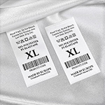 Laundry care label with size and barcode Model TC-M193