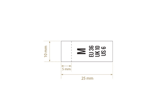 Size label for clothes Model TC-M227