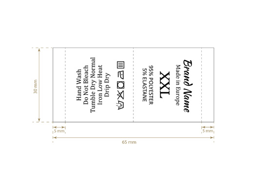 Laundry care and sizes label Model TC-M31